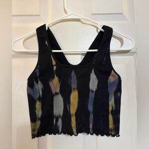 Spiritual Gangster Black Tie-Dye Crop Tank